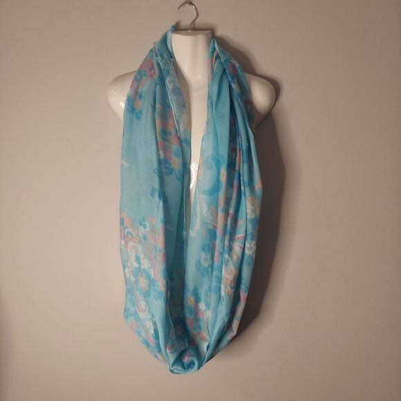 Accessories - Aqua Floral Lightweight Infinity Scarf NWT